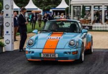 Класичний porsche 964 перевели на електротягу і пофарбували в кольори gulf